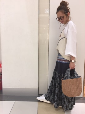 「アイテム（キャミソール、ベージュ系）」を使った、m*chan♪さん（レディース・158cm）の春コーディネート