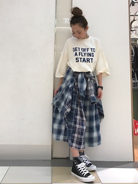 「アクティブ」｜「アイテム（スカート）」を使った、m*chan♪さん（レディース・158cm）の春コーディネート