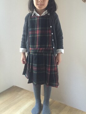 「タータンチェック」｜kanahonさん（キッズ・110cm）の冬コーディネート