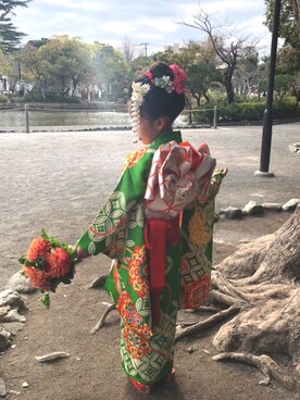 「七五三」｜「アイテム（浴衣）」を使った、kanahonさん（キッズ・123cm）の秋コーディネート