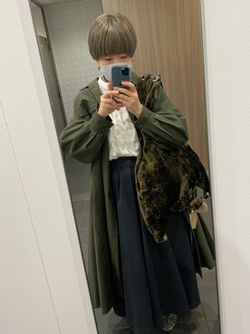 「HARVESTY（ハーベスティ）のアイテム（チノパンツ、ブルー系）」を使った、☔️さん（レディース・155cm）の秋コーディネート