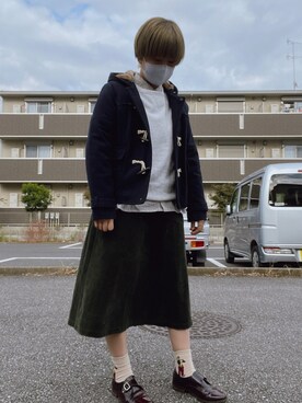 「UNIQLO（ユニクロ）のアイテム（スカート、グリーン系）」を使った、☔️さん（レディース・155cm）の秋コーディネート