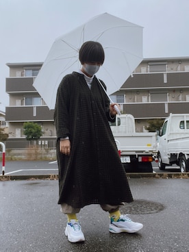 「Samansa Mos2（サマンサ モスモス）のアイテム（シャツワンピース、グリーン系）」を使った、☔️さん（レディース・155cm）の秋コーディネート