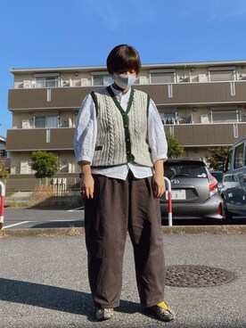 「usedのアイテム（ベスト、その他）」を使った、☔️さん（レディース・155cm）の秋コーディネート