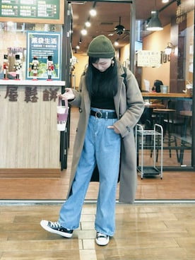 「日常」｜「アイテム（ダッフルコート）」を使った、君俞さん（レディース・154cm）の冬コーディネート