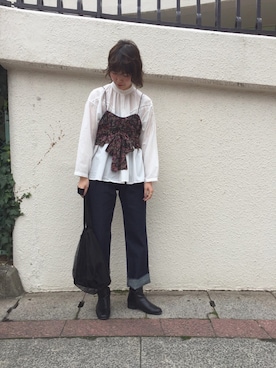 「Kastane（カスタネ）のアイテム（シャツ/ブラウス）」を使った、三原 未央さん（レディース・171cm）の春コーディネート