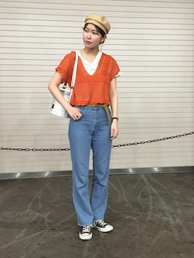 「Kastane（カスタネ）のアイテム（シャツ/ブラウス）」を使った、三原 未央さん（レディース・171cm）の春コーディネート