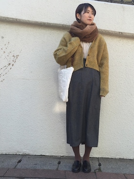 「スヌード」｜「アイテム（ワンピース/ドレス）」を使った、三原 未央さん（レディース・171cm）の冬コーディネート