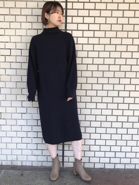 「Kastane」｜「アイテム（ブーティ）」を使った、三原 未央さん（レディース・171cm）の冬コーディネート
