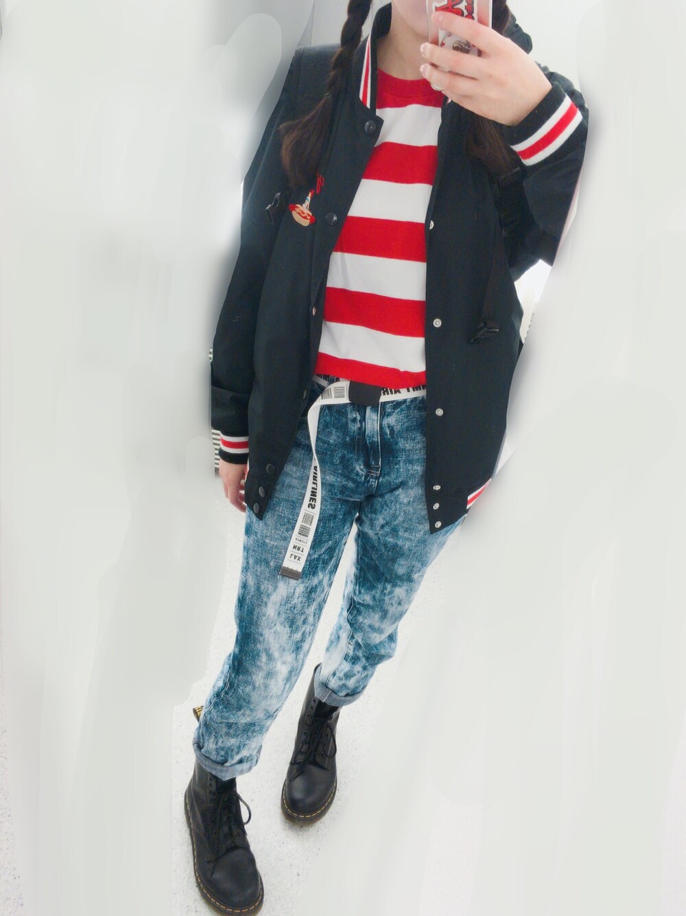 「Aymmy in the batty girls」｜「Aymmy in the batty girlsのアイテム（ブルゾン、ブラック系）」を使った、Kanaさん（レディース・161cm）の春コーディネートの1枚目の写真