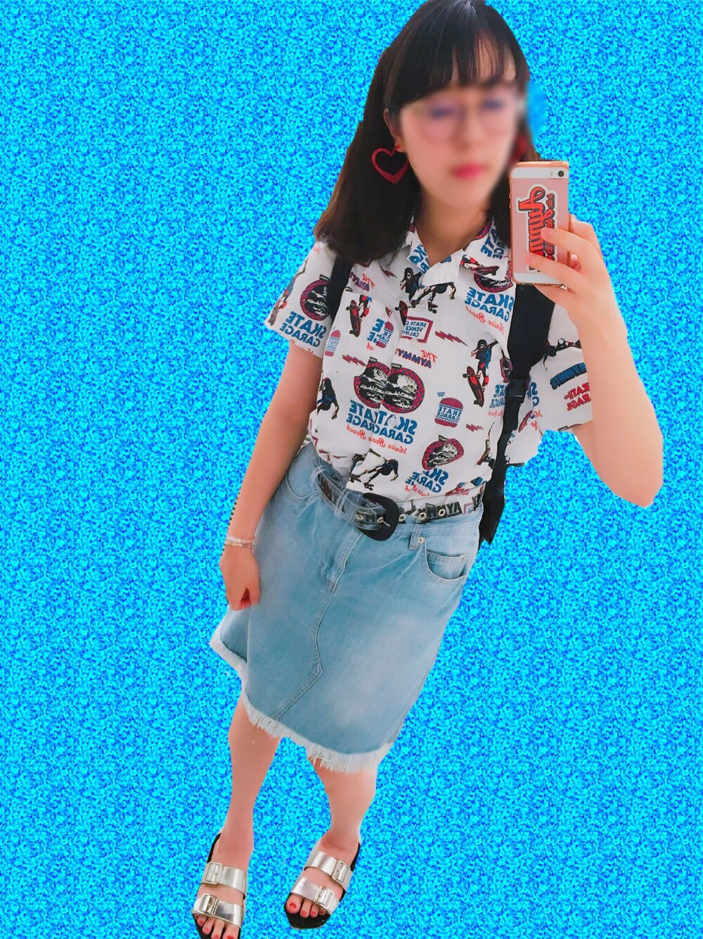 「瀬戸あゆみ、Aymmy in the batty girls」｜「dazzlinのラメハートピアス（ピアス（両耳用）、レッド系）」を使った、Kanaさん（レディース・161cm）の夏コーディネートの1枚目の写真