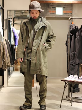 「トラックジャケット」｜「アイテム（モッズコート）」を使った、daiki_kikuchiさん（メンズ・172cm）の冬コーディネート