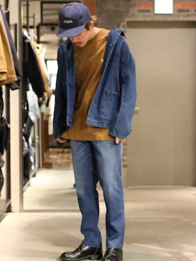 「carhartt」｜「アイテム（デニムジャケット）」を使った、daiki_kikuchiさん（メンズ・172cm）の冬コーディネート