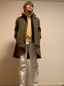 「SHIPS（シップス）のアイテム（ステンカラーコート）」を使った、gonさん（メンズ・159cm）の春コーディネート