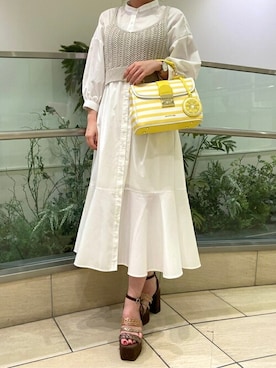 「ストライプバッグ」｜SAMANTHAVEGAShopStaffさん（レディース・158cm）の夏コーディネート