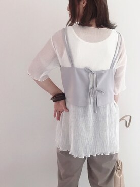 「OLIVE des OLIVE（オリーブデオリーブ）のシアインナー×キャミセット（シャツ/ブラウス）」を使った、ibac☺︎さん（レディース・160cm）の夏コーディネート