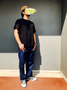 「Hanes」｜「アイテム（ハンチング/ベレー帽）」を使った、taさん（メンズ・170cm）の秋コーディネート