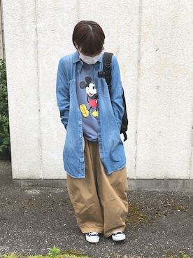 「ミッキーT」｜「アイテム（シャツワンピース）」を使った、Miki さん（レディース・155cm）の夏コーディネート
