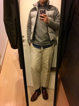 「EDIFICE（エディフィス）のアイテム（ダウンベスト）」を使った、TAKさん（メンズ・180cm）の冬コーディネート