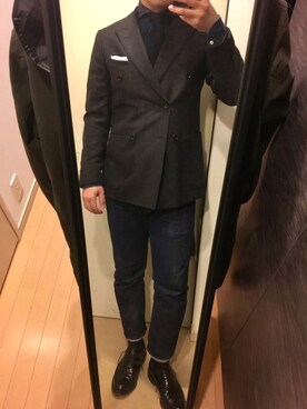 「BLACK FLEECE by Brooks Brothers（ブラックフリースバイブルックスブラザーズ）のアイテム（シューズ）」を使った、TAKさん（メンズ・180cm）の冬コーディネート