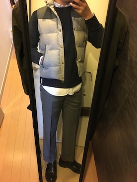 「EDIFICE（エディフィス）のアイテム（ダウンベスト）」を使った、TAKさん（メンズ・180cm）の冬コーディネート