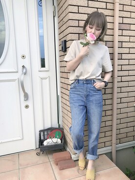 「薔薇」｜「アイテム（その他）」を使った、𝑚𝑎さん（レディース・163cm）の春コーディネート