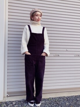 「ZARA（ザラ）のアイテム（サロペット/オーバーオール）」を使った、𝑚𝑎さん（レディース・163cm）の冬コーディネート