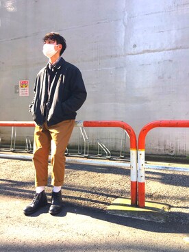 「Champion（チャンピオン）のアイテム（ニット/セーター）」を使った、d.s.kさん（メンズ・173cm）の冬コーディネート