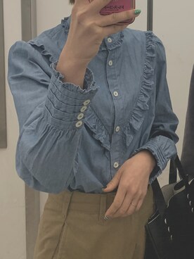 「THE SHINZONE（ザ　シンゾーン）のハイウエストチノパンツ（チノパンツ）」を使った、はむちゃんさん（レディース・157cm）の秋コーディネート