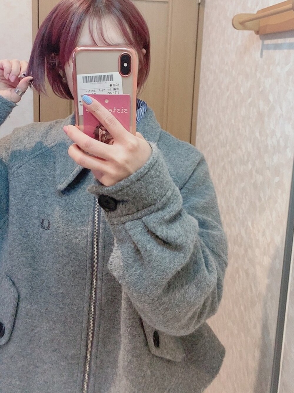 「フレッドペリー、APC」｜「FRED PERRYのCaban Jacket（ブルゾン、グレー系）」を使った、はむちゃんさん（レディース・157cm）の冬コーディネートの1枚目の写真