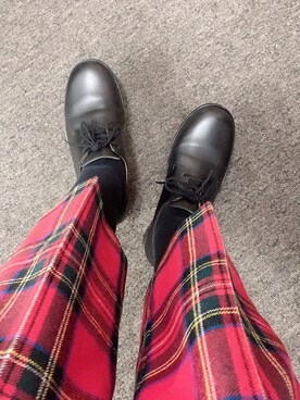 「タータンチェック」｜「アイテム（その他シューズ）」を使った、はむちゃんさん（レディース・158cm）の秋コーディネート