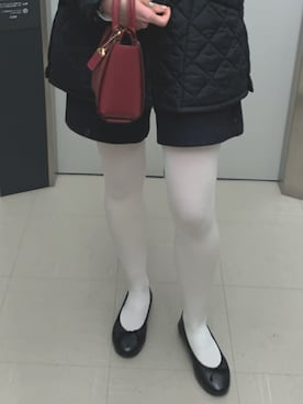 「白タイツ」｜はむちゃんさん（レディース・158cm・20代）の冬コーディネート