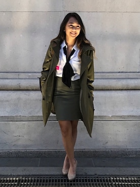 「business casual」｜「アイテム（トレンチコート）」を使った、Emmaさん（レディース・155cm）の冬コーディネート