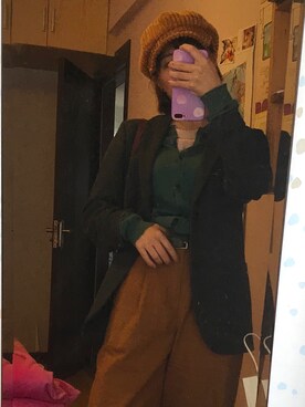 「アイテム（チノパンツ、オレンジ系）」を使った、香菜酱--さん（レディース・162cm）の秋コーディネート