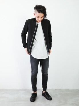 「KAZUYUKI KUMAGAI」｜「アイテム（MA-1）」を使った、aoiさん（メンズ・173cm）の夏コーディネート
