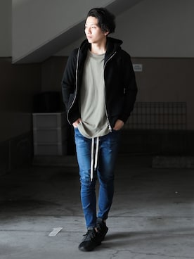 「ATTACHMENT（アタッチメント）のアイテム（パーカー）」を使った、aoiさん（メンズ・173cm）の秋コーディネート