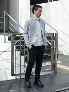 「KAZUYUKI KUMAGAI」｜「アイテム（ノーカラージャケット）」を使った、aoiさん（メンズ・173cm）の秋コーディネート