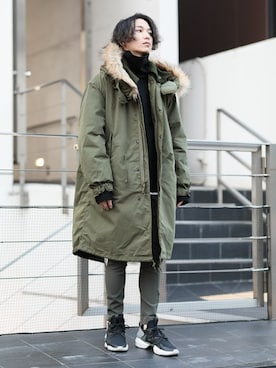 「ATTACHMENT（アタッチメント）のアイテム（モッズコート）」を使った、aoiさん（メンズ・173cm）の冬コーディネート