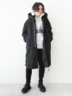 「ATTACHMENT（アタッチメント）のアイテム（モッズコート）」を使った、aoiさん（メンズ・173cm）の冬コーディネート