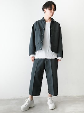 「KAZUYUKI KUMAGAI」｜「アイテム（スラックス）」を使った、aoiさん（メンズ・173cm）の冬コーディネート
