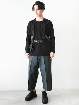 「KAZUYUKI KUMAGAI」｜「アイテム（スラックス）」を使った、aoiさん（メンズ・173cm）の春コーディネート