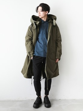 「ATTACHMENT（アタッチメント）のアイテム（モッズコート）」を使った、aoiさん（メンズ・173cm）の冬コーディネート