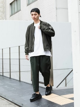 「ATTACHMENT（アタッチメント）のアイテム（帽子）」を使った、aoiさん（メンズ・173cm）の春コーディネート