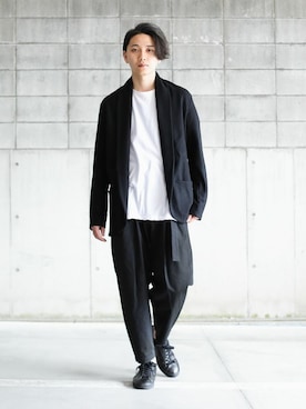 「ATTACHMENT（アタッチメント）のアイテム（ノーカラージャケット）」を使った、aoiさん（メンズ・173cm）の春コーディネート