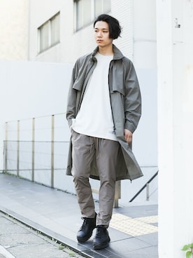 「ATTACHMENT（アタッチメント）のアイテム（モッズコート）」を使った、aoiさん（メンズ・173cm）の春コーディネート