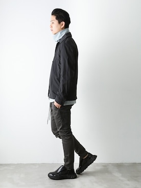 「ATTACHMENT（アタッチメント）のアイテム（ライダースジャケット）」を使った、aoiさん（メンズ・173cm）の秋コーディネート