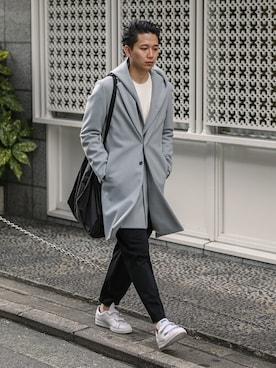 「ショルダーバック」｜「アイテム（チェスターコート）」を使った、aoiさん（メンズ・173cm）の冬コーディネート