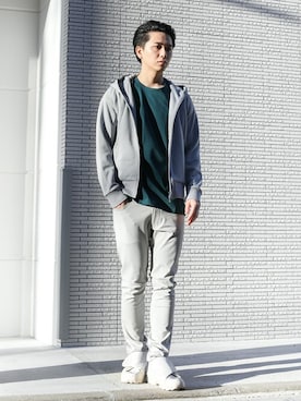 「ATTACHMENT（アタッチメント）のアイテム（パーカー）」を使った、aoiさん（メンズ・173cm）の冬コーディネート