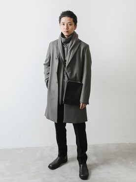 「ATTACHMENT（アタッチメント）のアイテム（チェスターコート）」を使った、aoiさん（メンズ・175cm）の秋コーディネート