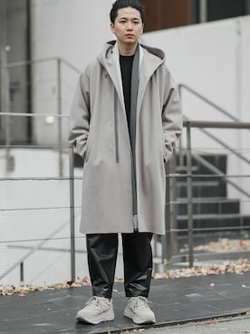 「フェイクレザー」｜「アイテム（モッズコート）」を使った、aoiさん（メンズ・175cm）の冬コーディネート